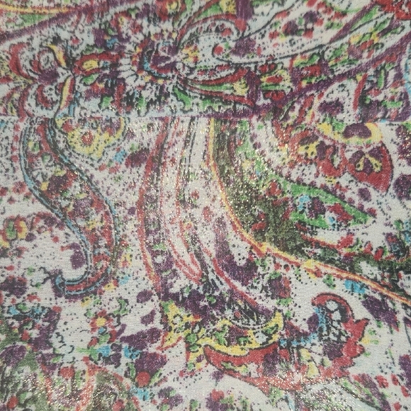 LOFT Paisley Button Down Shirt - Green and Purple - Picture 7 of 10